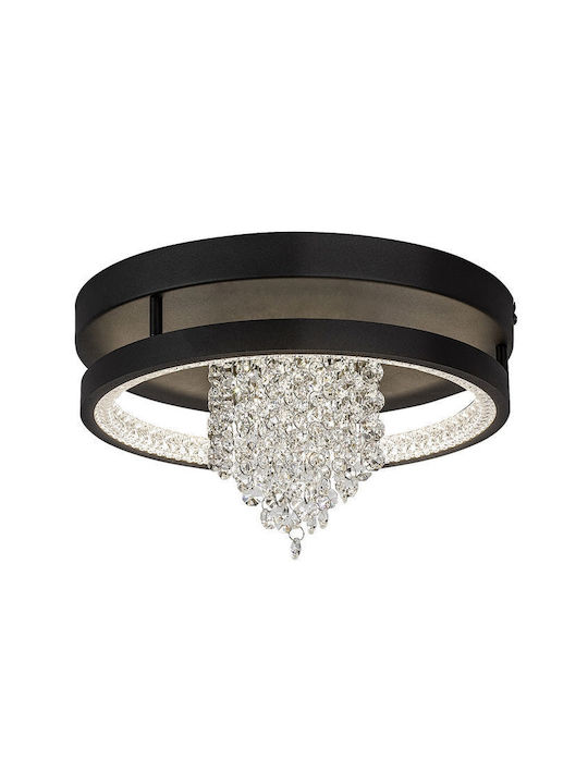 Rabalux Smart Deckenleuchte Schwarz mit Integrierter LED und Kristallen