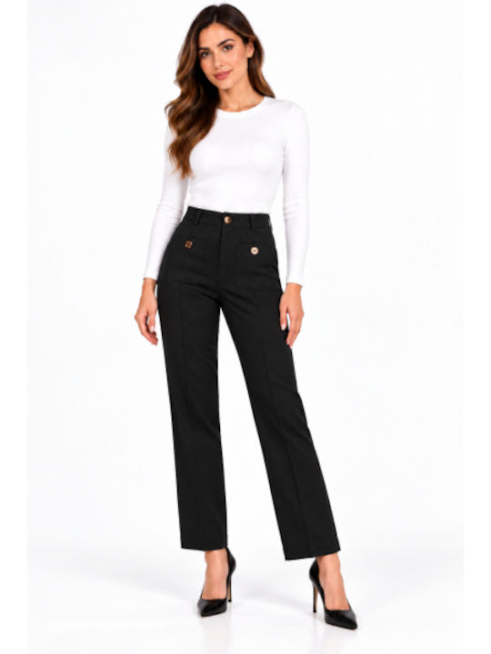 Women's Fabric Trousers in Regular Fit Black WC-GS24-3006-27TR-Black