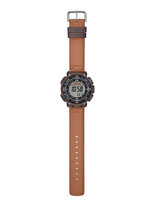 Casio Pro Ceas Bărbătesc Solar cu Curea Din Piele Maro Casio Pro Ceas Bărbătesc Solar cu Curea Din Piele Maro