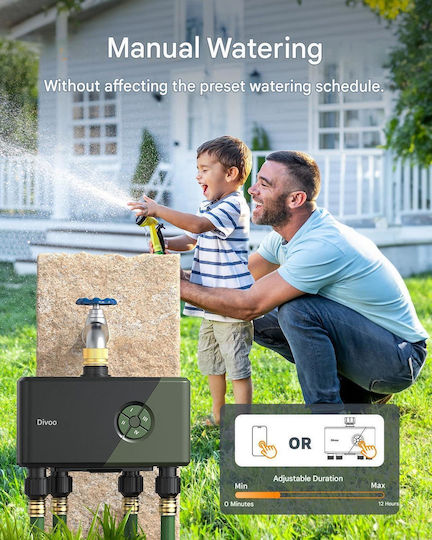 Rain Programator de Irigații cu Baterie 4 Ieșiri cu Wi-Fi