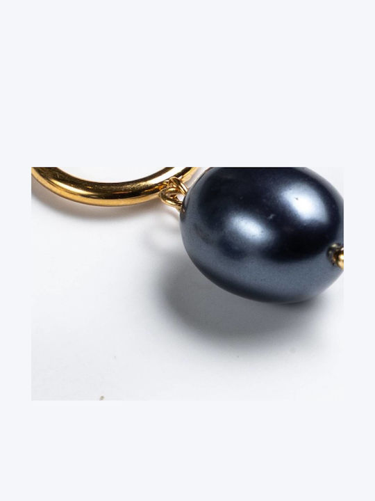 Cuoro Earrings Gold Plated Steel Hoops Blue