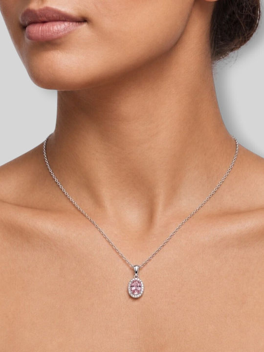 CHrysolithos Halskette Rosette aus Silber mit Zirkon AKR1329