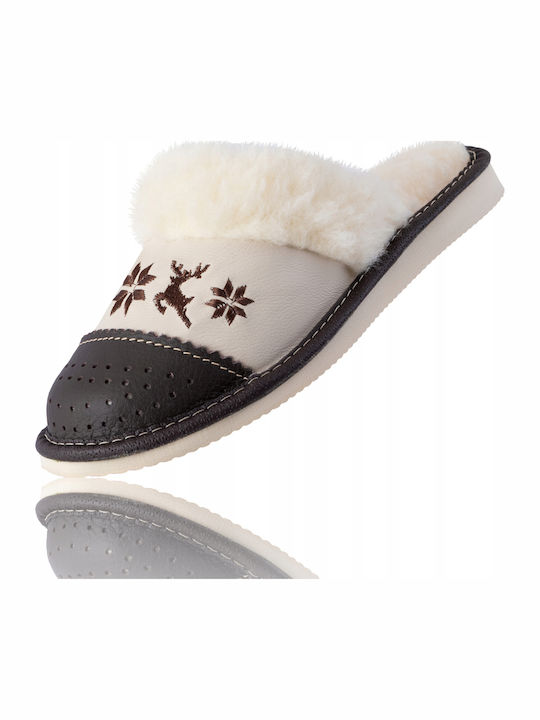Leder Damen Hausschuhe Braune