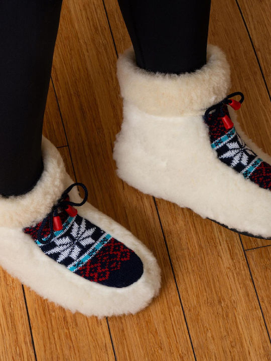 Woolen Winter Women's Blue Slippers