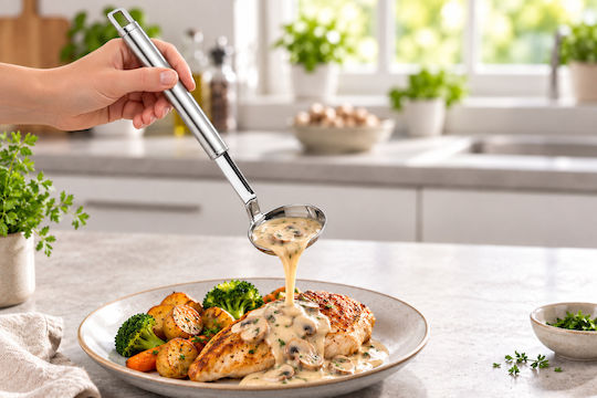 Fackelmann Servierlöffel Sauce Line 4 Rostfreier Stahl 27cm