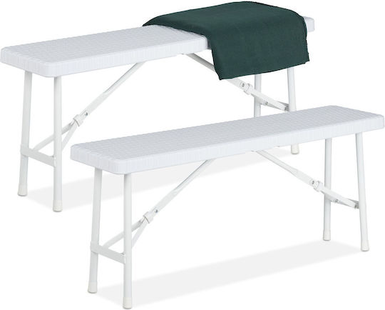 Relaxdays Set masă pentru camping pliabil 42x25x100cm alb