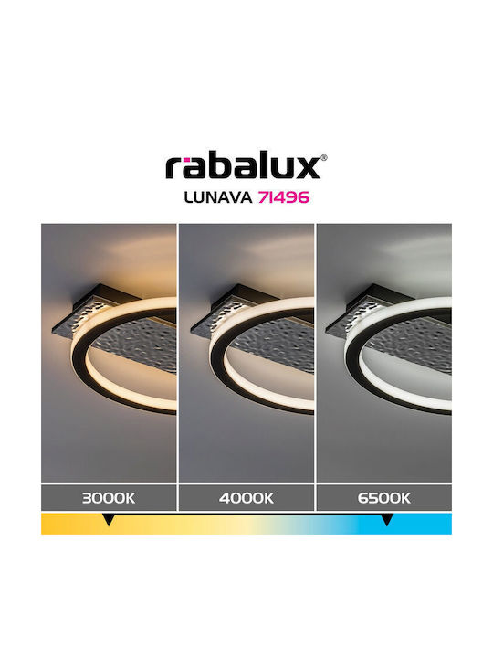 Rabalux Smart Deckenleuchte montieren 40cm Schwarz mit Integrierte LED und Fernbedienung