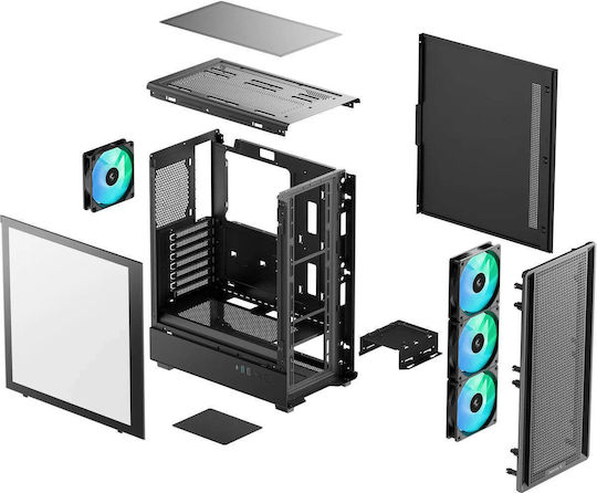 Deepcool CC550 Геймърско Midi Tower Компютърна кутия със Страничен прозорец Черна