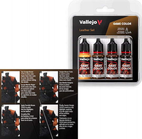 Acrylicos Vallejo Modellbau-Farben Leder Set 18ml 4 Stück