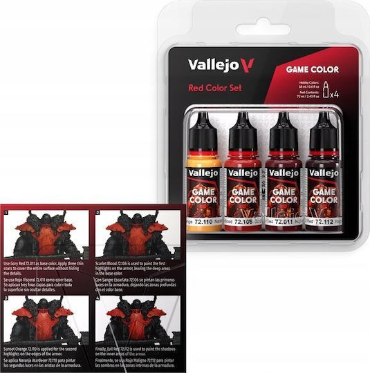 Acrylicos Vallejo Modellbau-Farben Rot 18ml 4 Stück