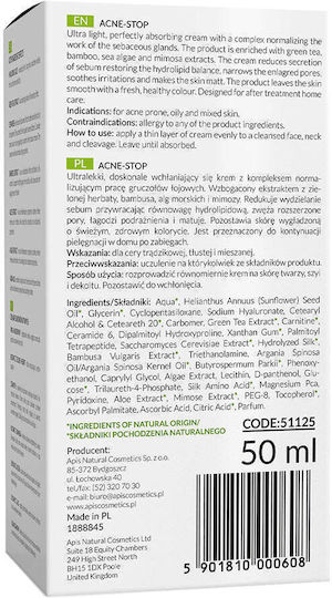 Apis Natural Cosmetics Acne Stop Light 24h Cream Face 50ml