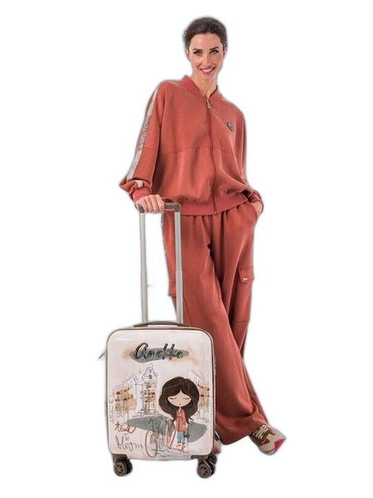 Anekke Valiză de călătorie de cabină bej cu înălțimea de 55 cm