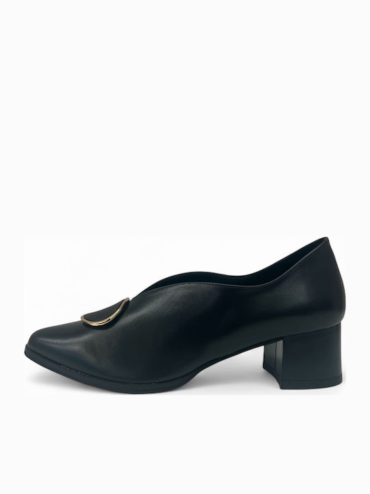 Leder Spitze Zehe Pumps Schwarz