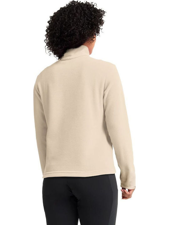 Winter Women's Fleece Blouse with Zipper Beige