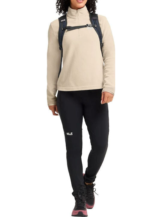 Winter Women's Fleece Blouse with Zipper Beige