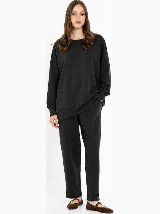 Women's Cotton Long Sleeve Black Blouse