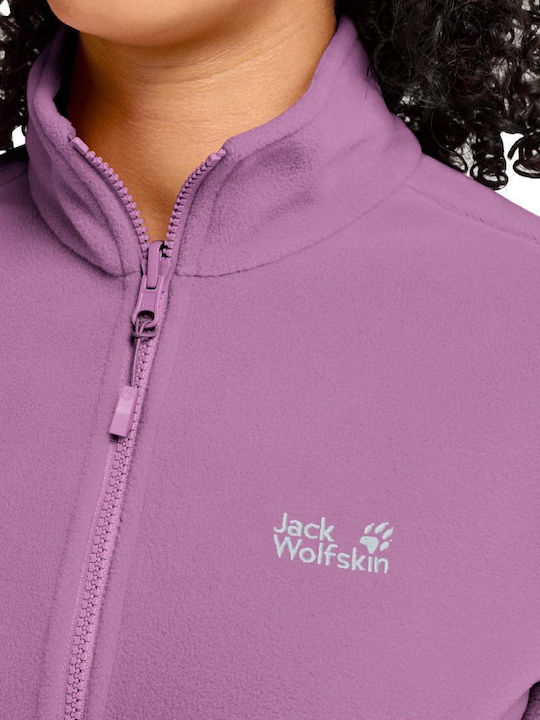Winter Women's Fleece Blouse with Neckline Zipper Purple