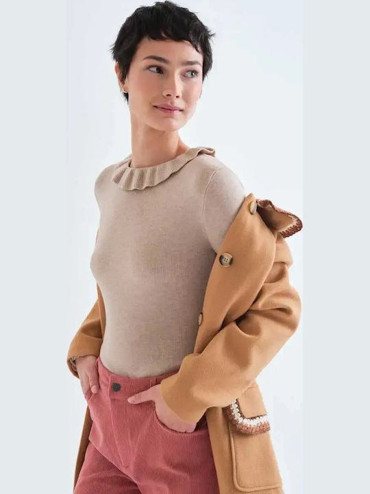 Women's Long Sleeve Beige Blouse