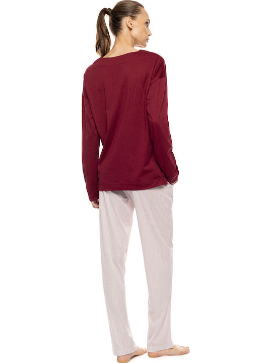 Pink Label Pink Label Sommer Damen Schlafanzug Hosen Bordeaux