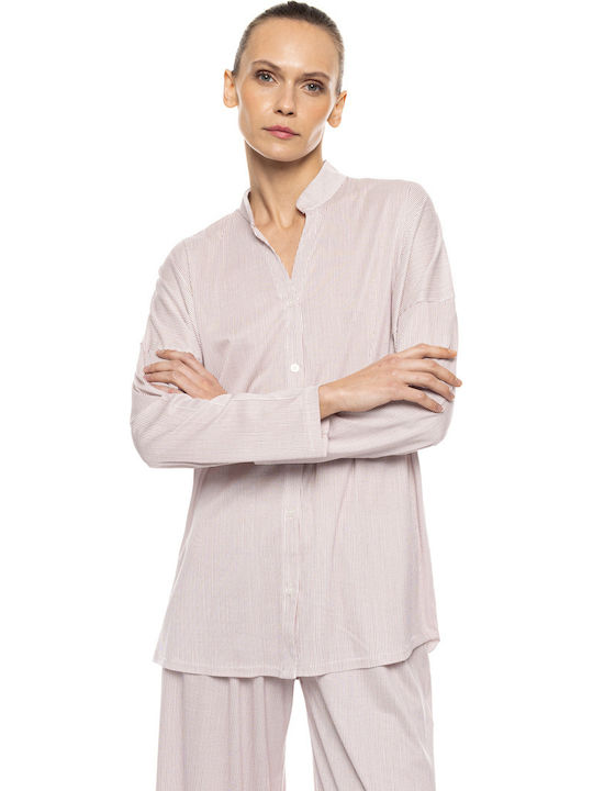 Pink Label Sommer Damen Schlafanzughose Bordeaux