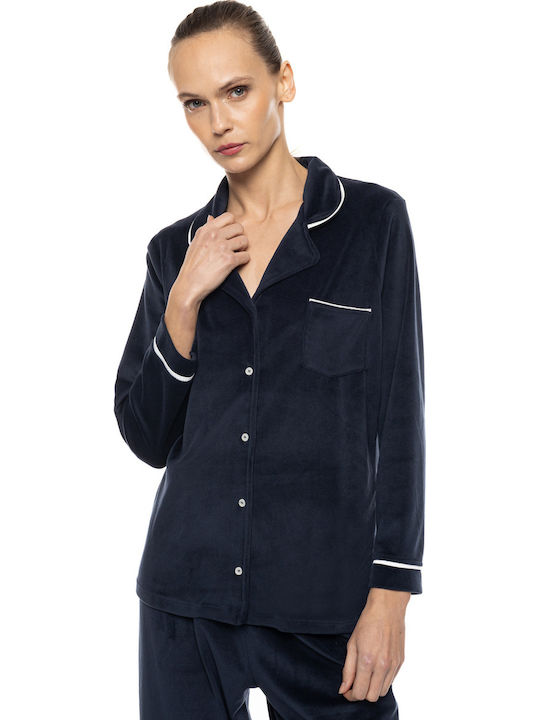 Pink Label Wintersamt Damen Schlafanzughose Chocolate