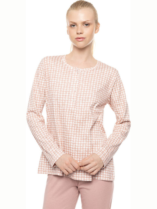 Pink Label Χειμερινό Γυναικείο Σετ Πιτζάμας Ροζ