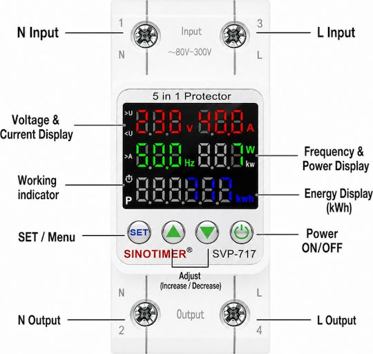 Sinotimer Instrument de Măsură pentru Panou Electric Digital pe Șină Monofazat