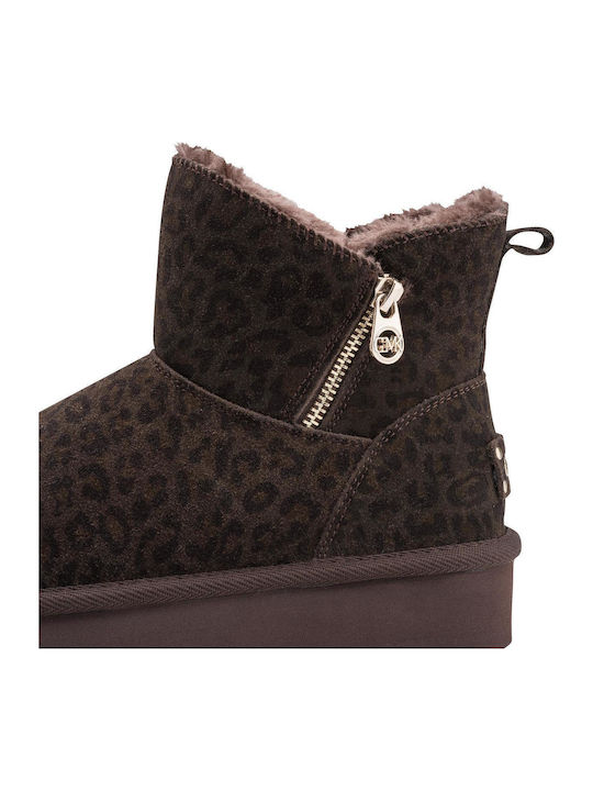 Suede Women's Ankle Boots Brown