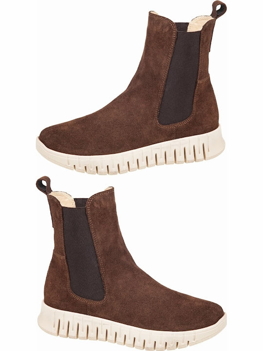 Leather Women's Ankle Boots Brown