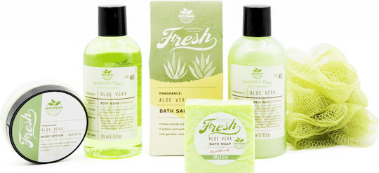 Becasan Aloe Wellness Time Fabric Basket Skin Care Set for Body Cleaning 6 pcs