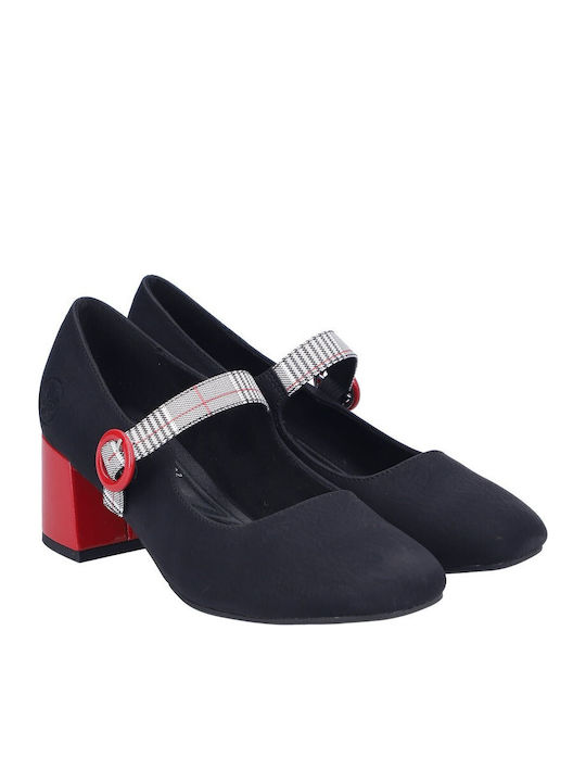 Leder Pumps Mit Mittelhohem Absatz Schwarz