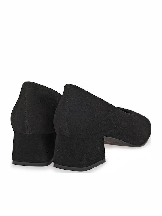 Wildleder Pumps mit niedrigem Absatz Schwarz