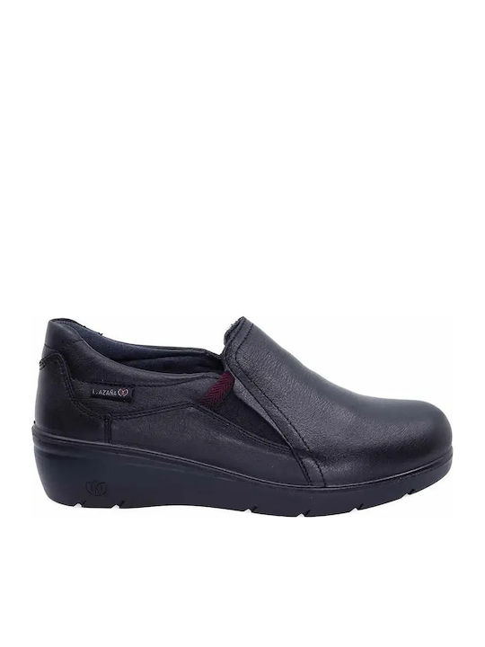 Leder Damen Mokassins in Schwarz Farbe