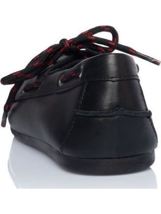 Leather Women's Boat Shoes in Black Colour