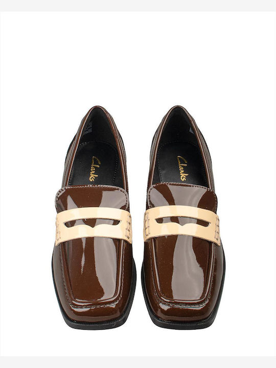 Loafer Pumps aus Lackleder Braun