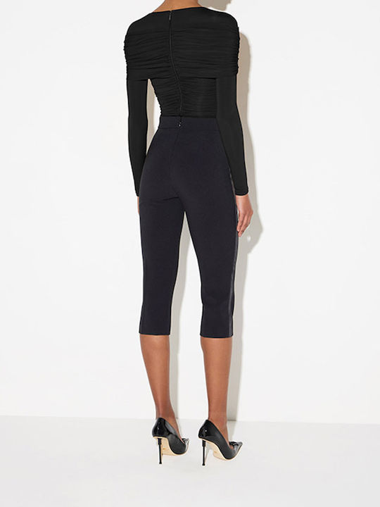 Women's Satin Trousers in Slim Fit Black