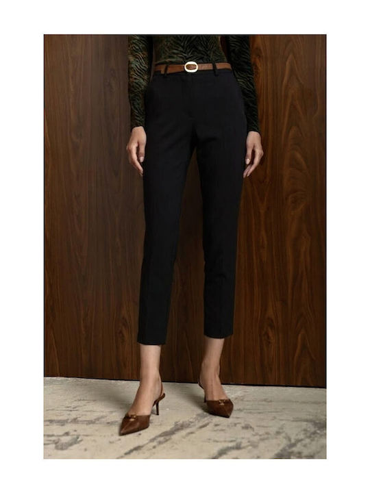 Women's Fabric Trousers Black 27005-1-Black