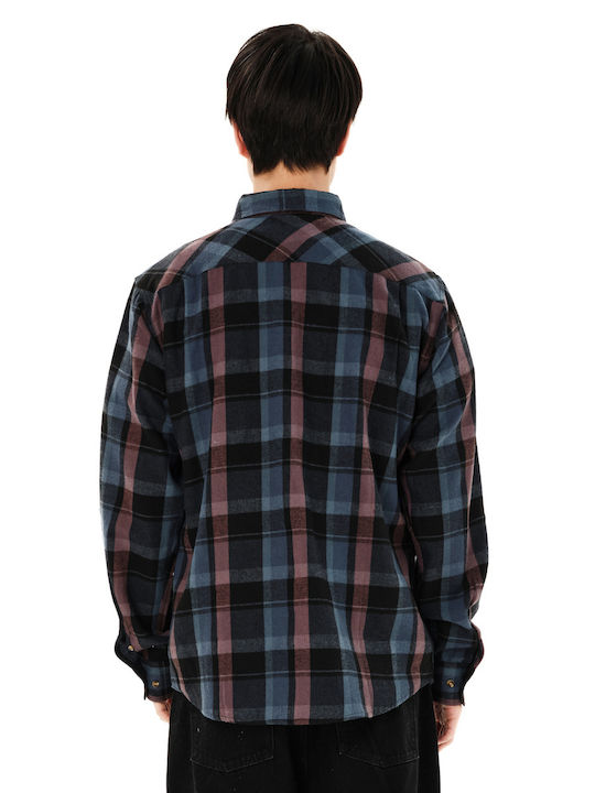 Long Sleeve Flannel Shirt in Regular Fit, Blue Checked