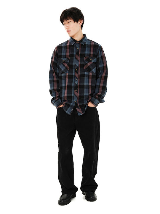 Long Sleeve Flannel Shirt in Regular Fit, Blue Checked
