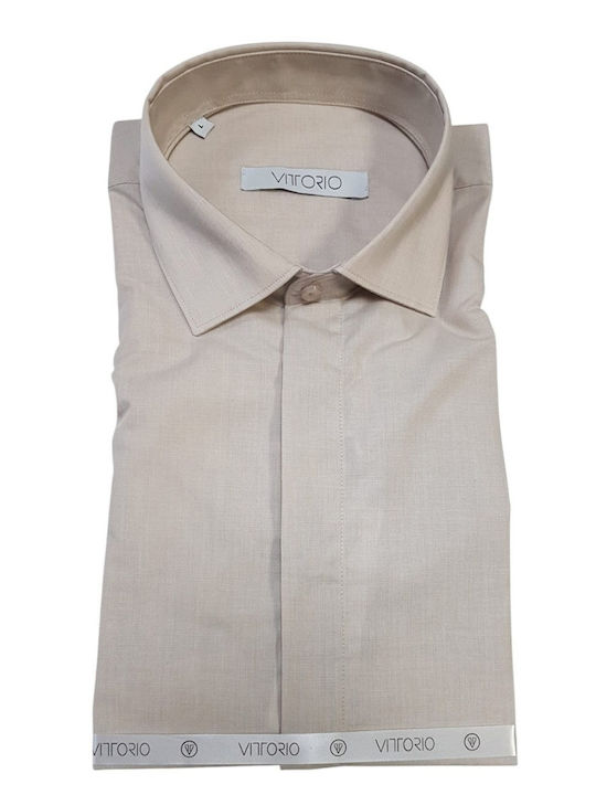 Vittorio Artist Slim Fit Beige Shirt