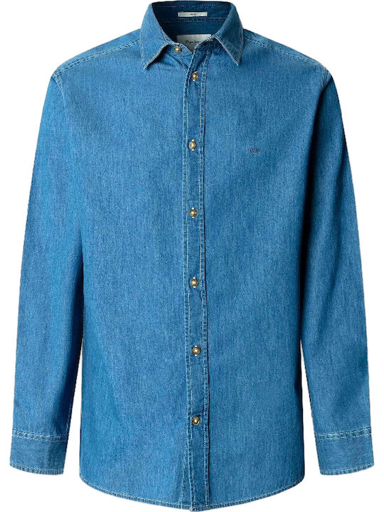 Long Sleeve Denim Shirt Narrow Fit Denim