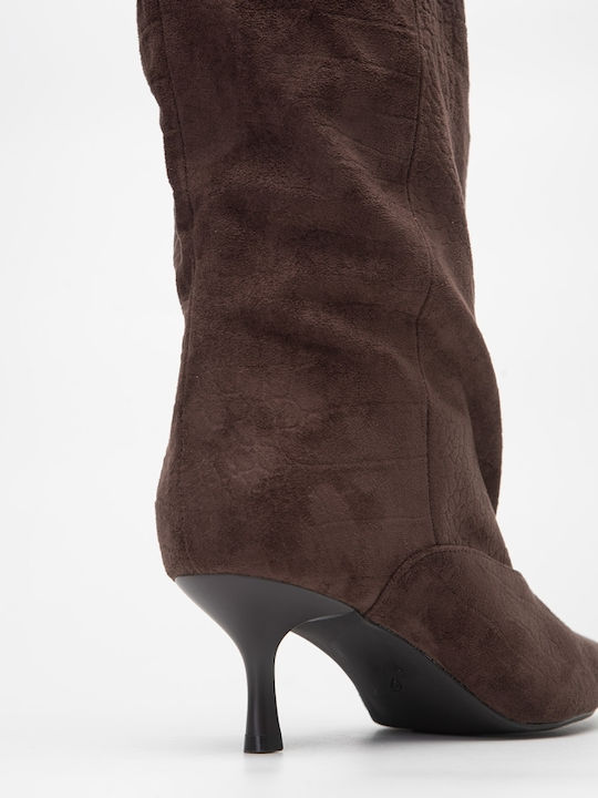 Wildleder Damenstiefel Braun Über dem Knie