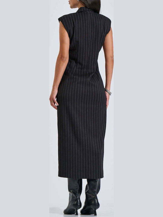 Summer Midi Shirt Dress Black