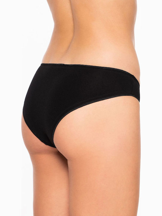 Cotton High Waist Women's Brazil Briefs Black