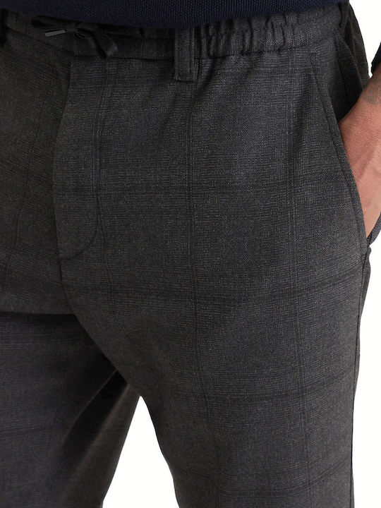 Herrenhose Chino Elastisch Verjüngt Schwarz-Grau