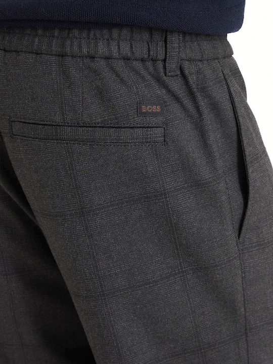 Herrenhose Chino Elastisch Verjüngt Schwarz-Grau