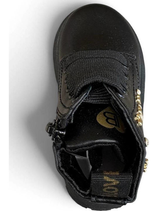 Leder Kinderstiefel mit Reissverschluss Schwarz