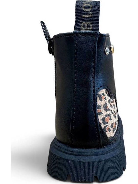 Leder Kinderstiefel mit Reissverschluss Schwarz