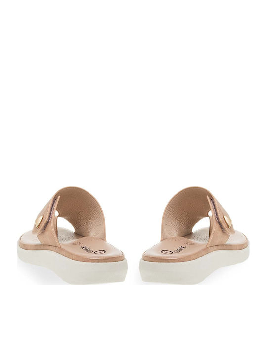 Кожени Дамски Анатомични Сандали Flatforms Бежови