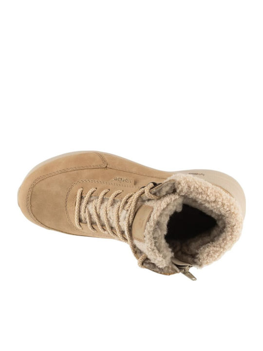 Leather Women's Ankle Boots Beige